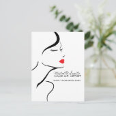 Makeup-Symbol Frauengesicht in Schwarz-weißen rote Postkarte (Stehend Vorderseite)