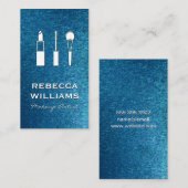Makeup-Tools | Blue Textured Background Visitenkarte (Vorne/Hinten)