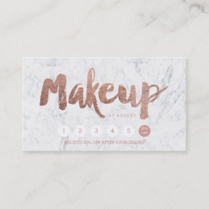 Makeup-Treue-Punch Rose Gold Typografie Marmor Treuekarte