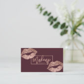 Makeup typografie lips Imitat Rose Goldburgund Visitenkarte (Stehend Vorderseite)