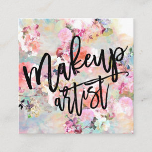Makeup typografie moderne florale Aquarell Quadratische Visitenkarte