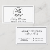 Makeup-Typografie Schwarz-weiß minimalistischer Ra Visitenkarte (Vorne/Hinten)