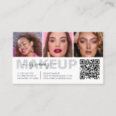 Makeup-Typografie-Script 3 Foto-Collage QR-Code Visitenkarte (Vorderseite)
