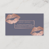 Makeup typografische Lippen Imitat Rose Gold lila  Visitenkarte (Rückseite)