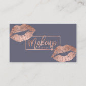Makeup typografische Lippen Imitat Rose Gold lila  Visitenkarte (Vorderseite)