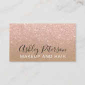 Makeup typography brown kraft rose gold glitter visitenkarte (Vorderseite)