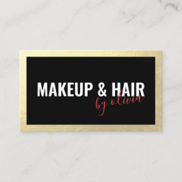 Makeup und Haar Stylist Gold Frame Black Visitenkarte