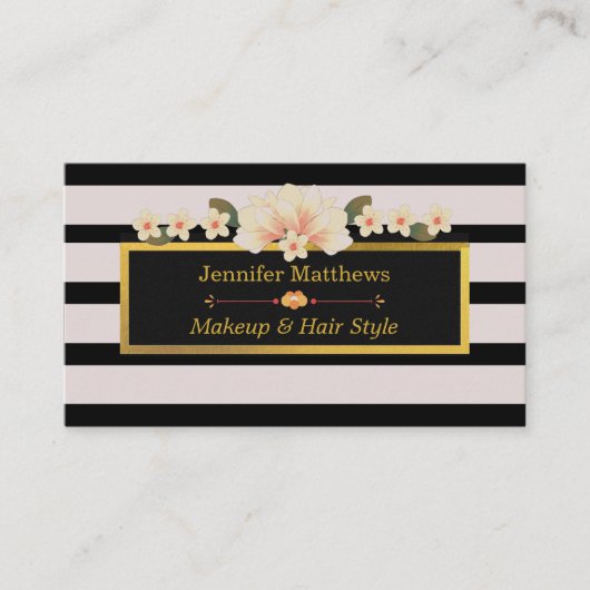 Makeup und Haar Stylist Schönheitssalon Pink Blüte Visitenkarte (Vorderseite)