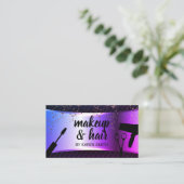 Makeup und Haare | Lila Metallbanner Mesh Terminkarte (Stehend Vorderseite)