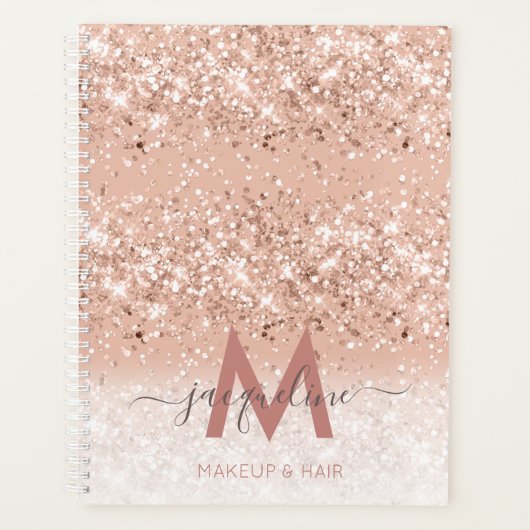 Makeup und ?Hair Monogram Blush Rose Gold Glitzer Planer (Vorderseite)