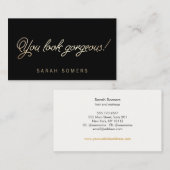 Makeup und Hair Stylist Gold Script Beauty Visitenkarte (Vorne/Hinten)