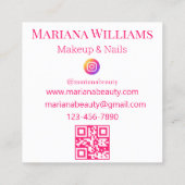 Makeup und Nägel Foto minimaler rosa Script qr Cod Quadratische Visitenkarte (Rückseite)