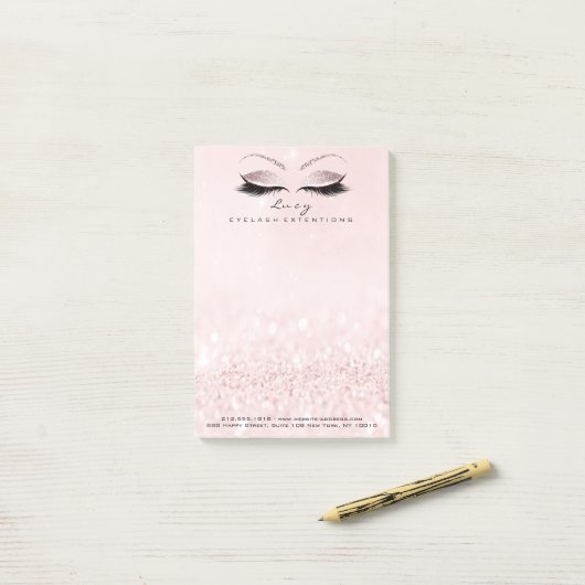 Makeup White Lashes Rose Name Web Telefon Pink Post-it Klebezettel (Auf Schreibtisch)