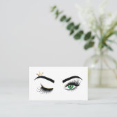 Makeup Wink Eye Green Beauty Salon Lash Extension Visitenkarte (Stehend Vorderseite)