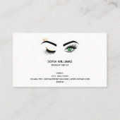 Makeup Wink Eye Green Beauty Salon Lash Extension Visitenkarte (Rückseite)