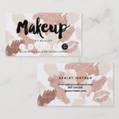 Makeuplips Rosengoldskript Brushstrokesloyalität Visitenkarte (Vorne/Hinten)