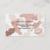 Makeuplips Rosengoldskript Brushstrokesloyalität Visitenkarte (Rückseite)