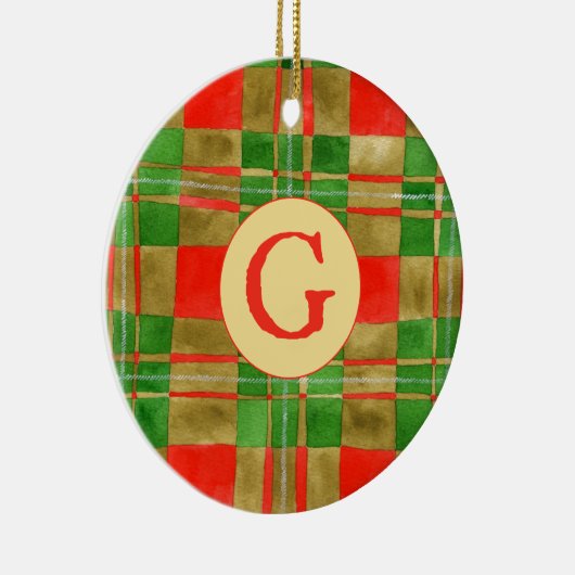 MAKGREGOR TARTAN Keramik Circle Ornament + Initial (Rechts)