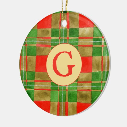 MAKGREGOR TARTAN Keramik Circle Ornament + Initial (Links)