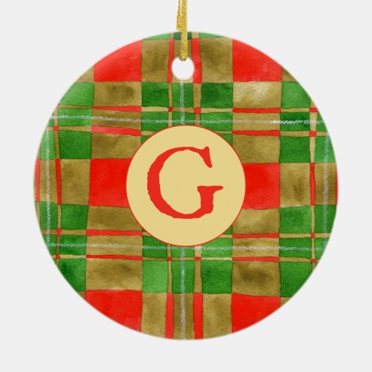 MAKGREGOR TARTAN Keramik Circle Ornament + Initial (Hinten)
