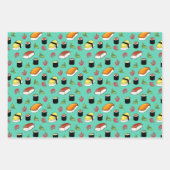Maki und Nigiri Sushi mit Wasabi und Ginger Geschenkpapier Set (Vorderseite)
