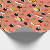 Maki und Nigiri Sushi mit Wasabi und Ginger Wrapp Geschenkpapier (Ecke)