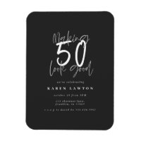 Making 50 look good black white birthday invite