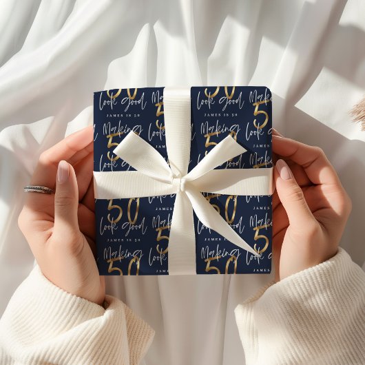 Making 50 look good gold birthday party napkins geschenkpapier