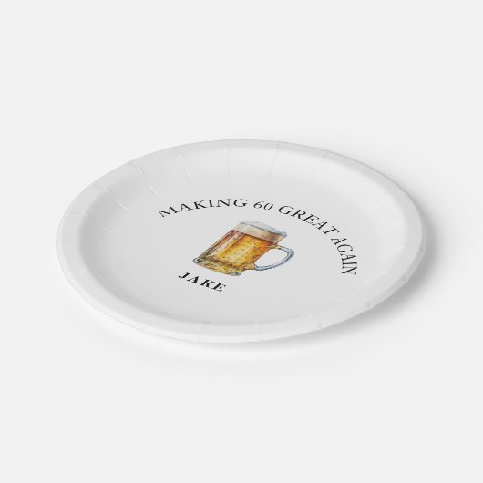 Making 60 Great Again Beer Birthday Party Pappteller (Schrägansicht)