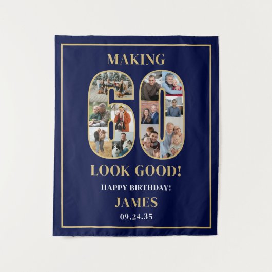 Making 60 Look Good Photo Collage 60th Birthday  Wandteppich (Vorderseite)