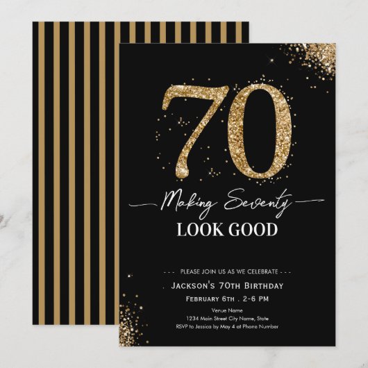 Making 70 Look Good Birthday Einladung (Vorne/Hinten)