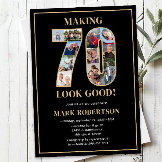 Making 70 Look Good Photo Birthday Einladung
