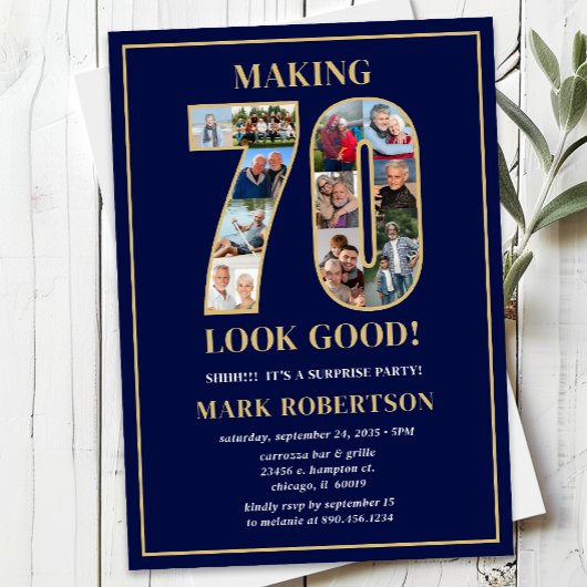 Making 70 Look Good Photo Surprise Birthday Einladung