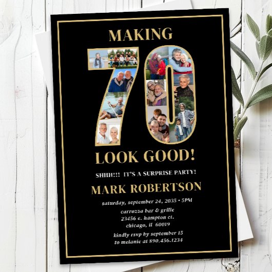 Making 70 Look Good Photo Surprise Birthday Einladung