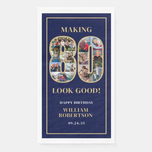 Making 80 Look Good Foto Geburtstag Serviette (Vorderseite)