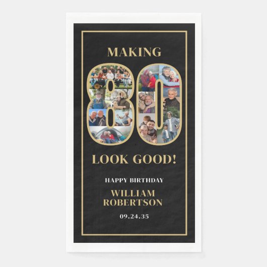 Making 80 Look Good Foto Geburtstag Serviette (Vorderseite)