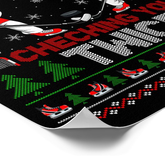 Making A Fist Checking You Twice Ugly Ice Hockey C Poster (Ecke)