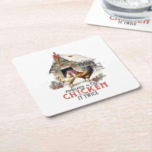 Making a List Chicken It Twice Country Christmas Rechteckiger Pappuntersetzer (angewinkelt)