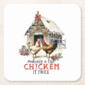 Making a List Chicken It Twice Country Christmas Rechteckiger Pappuntersetzer (Vorderseite)