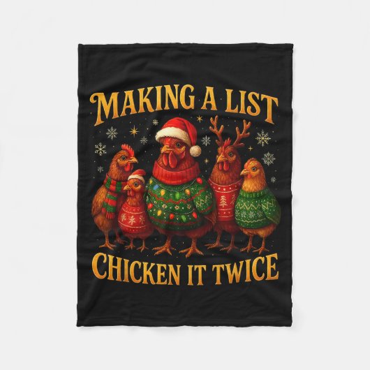 Making A List Chicken It Twice Funny Christmas Fleecedecke (Vorderseite)