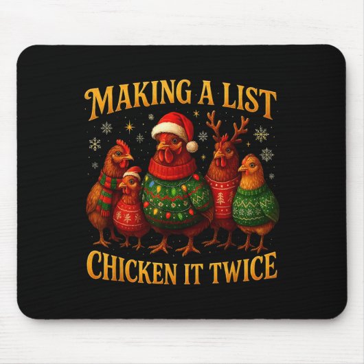 Making A List Chicken It Twice Funny Christmas Mousepad (Vorne)
