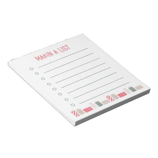 Making A List | Christmas Shopping Gift Notepad Notizblock (angewinkelt)