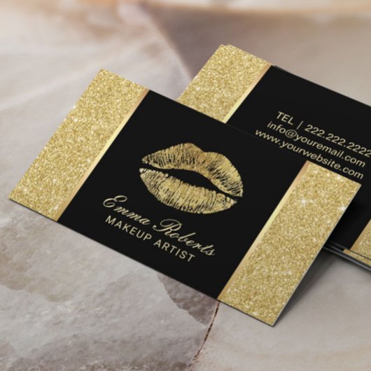 Making Artist Chic Lips Modern Gold Glitzer Visitenkarte