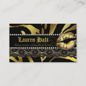 Making Artist Lips N Lace Gold Zebra Moderne Visitenkarte (Rückseite)