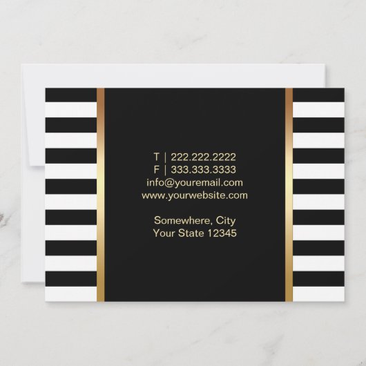 Making Artist Red Lips Modern Schwarz-weiße Streif Einladung (Rückseite)