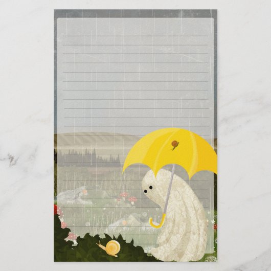 Making Friends - Cute Ghost Lined Writing Paper Briefpapier (Vorderseite)