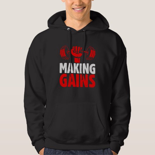 Making Gains Exercise Fitness Workout Weightliftin Hoodie (Vorderseite)