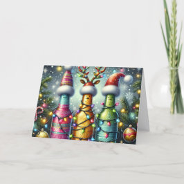 Making Spirits Bright Beer Bottle Holiday Card Feiertagskarte
