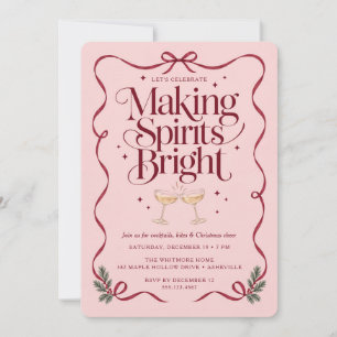 Making Spirits Bright Burgunder Schleife Feiertags Einladung