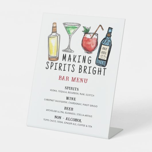 Making Spirits Bright Christmas Bar Menu Sign Sockelschild (Vorderseite)